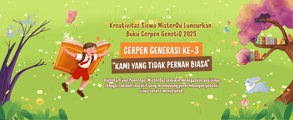 Launching buku cerpen GenetiQ 2025 karya siswa kelas 6 MisterQu Ponorogo dengan judul ‘Kami yang Tidak Pernah Biasa’